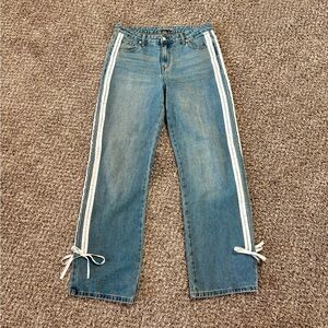 Stylish Blue Jeans with White Stripes